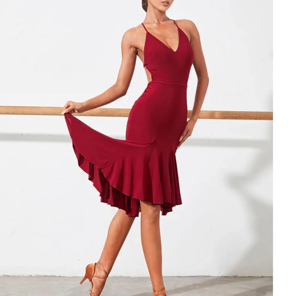 Zym Tango Girl Dress - Latin Salsa Ballroom Dance - red